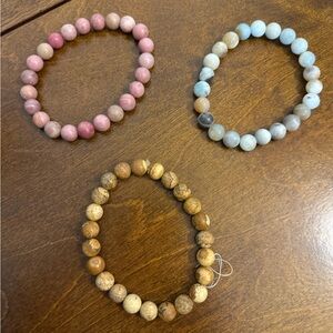 3 set Bracelets - Rhodonite, Amazonite, Picture Jasper